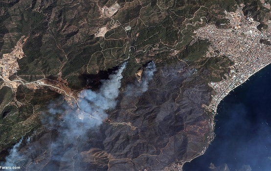 تصاویر ماهواره‌ای از وسعت آتش‌سوزی‌های ترکیه
