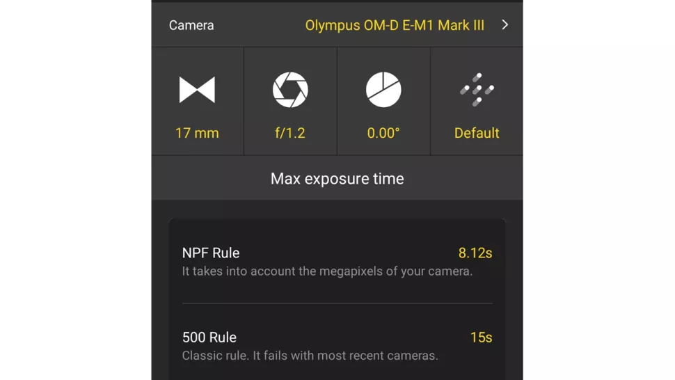 NPF rule Photopills app