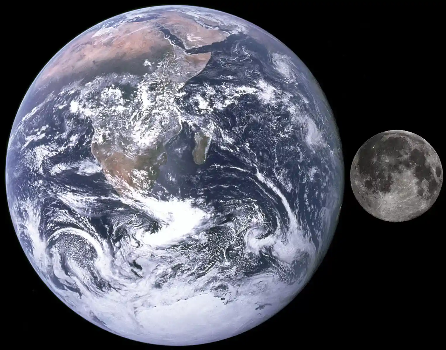 مقایسه اندازه ماه و زمین